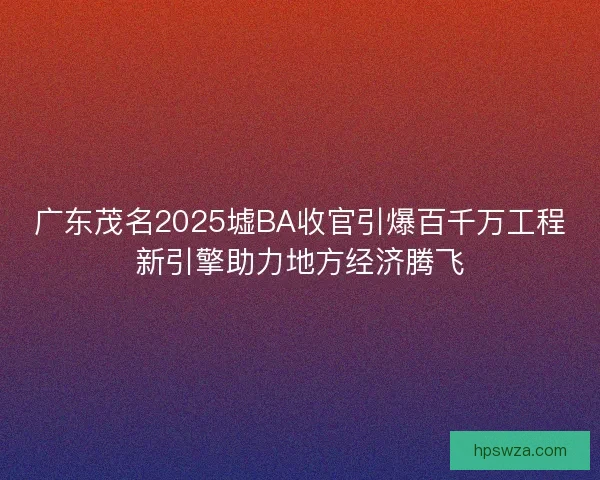广东茂名2025墟BA收官引爆百千万工程新引擎助力地方经济腾飞